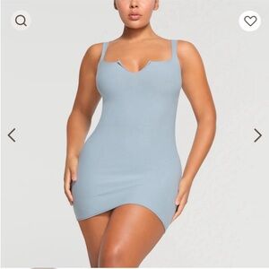 Skims Raw Edge Slit Front Mini Dress